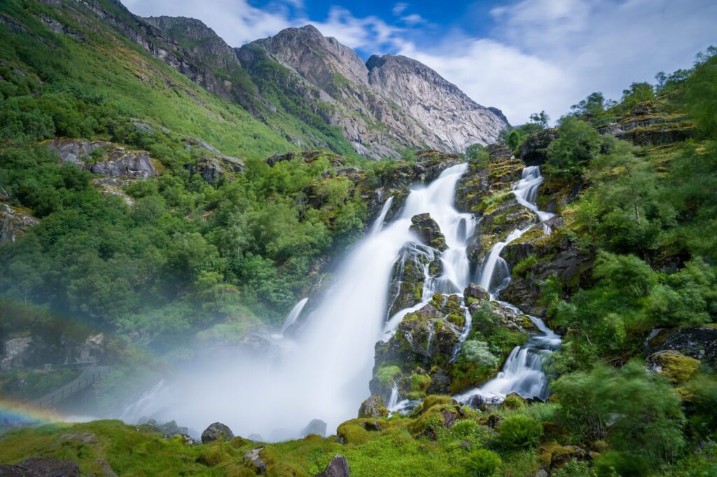 Waterfall in Norway representing renewable energy