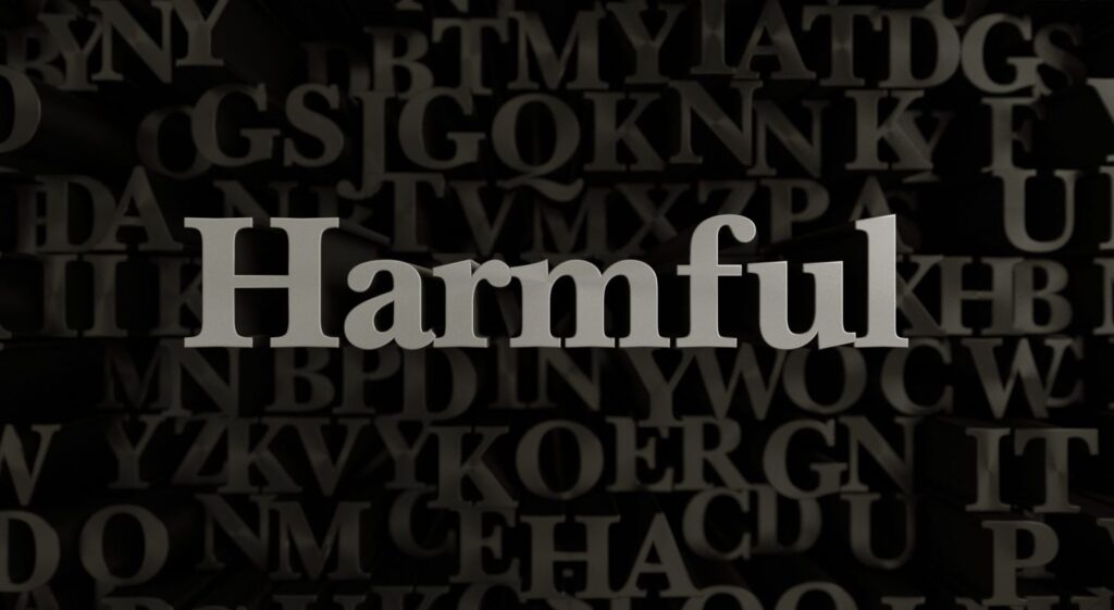 Harmful - 3d rendered metallic typeset