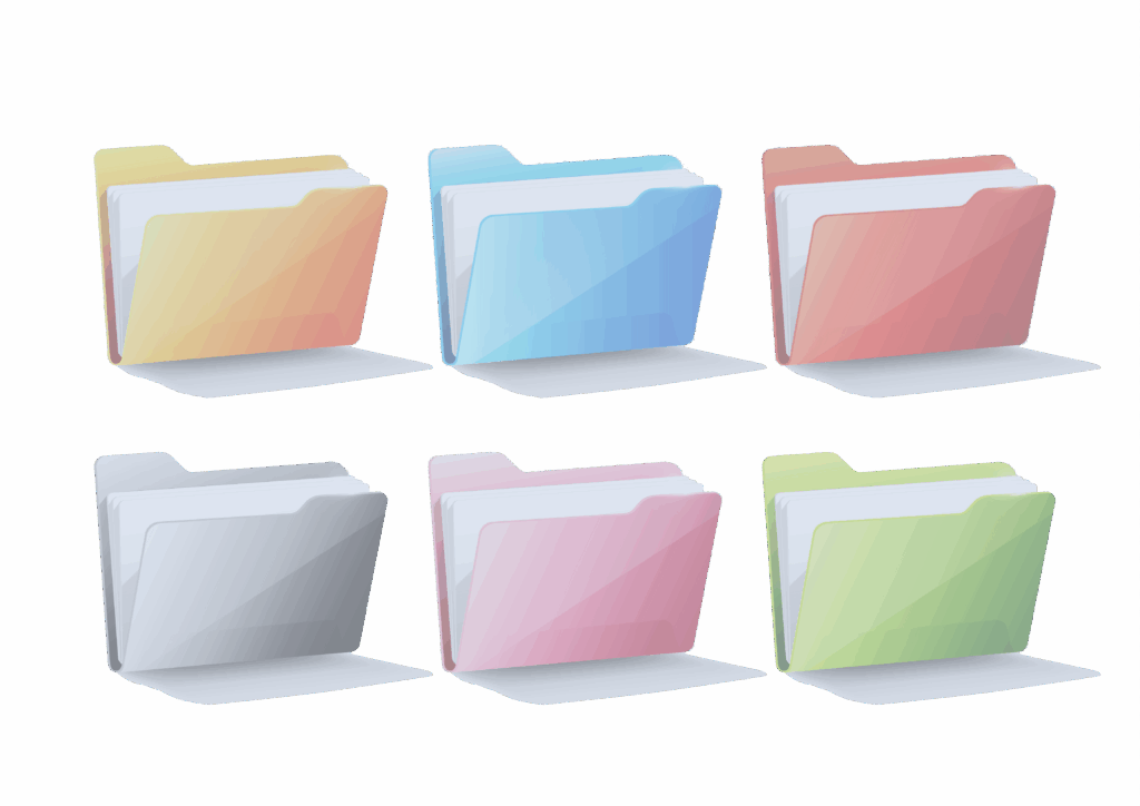 Colorful folders in a row
