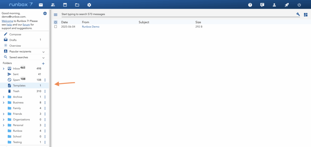 Runbox 7 draft in template folder