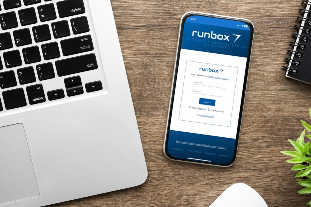 Runbox login screen on a mobile phone.jpeg