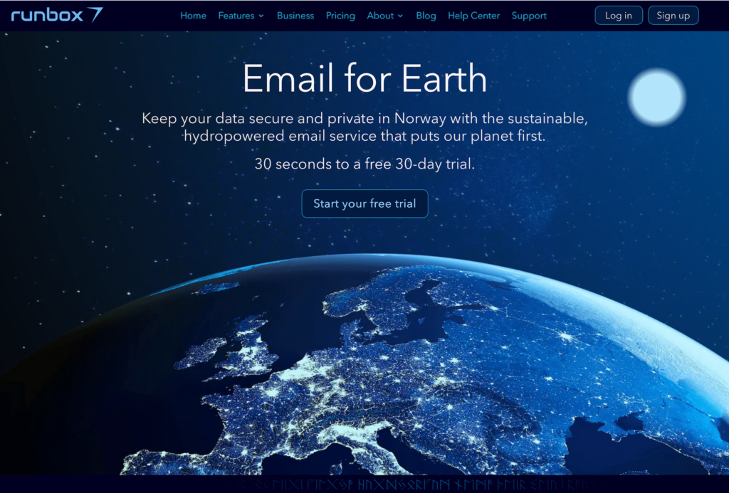 Email for Earth Runbox email hosted in Norway