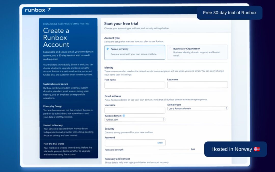 A new signup experience for Runbox