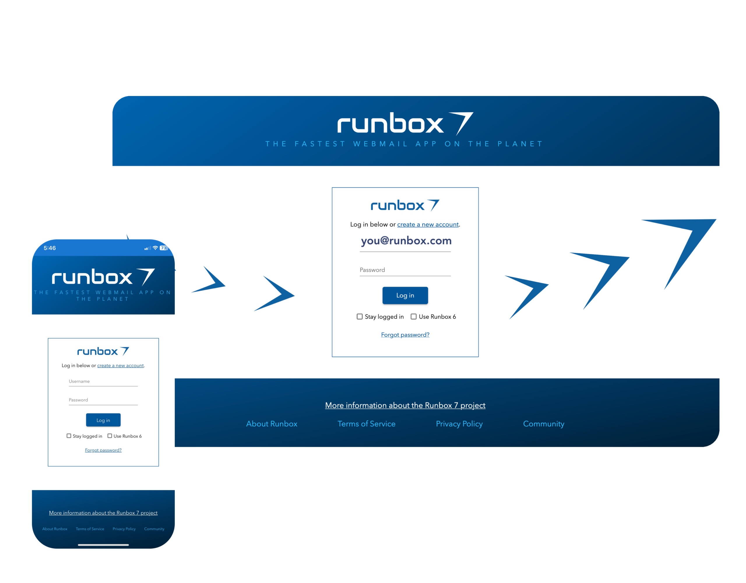 Runbox login screen desktop and mobile